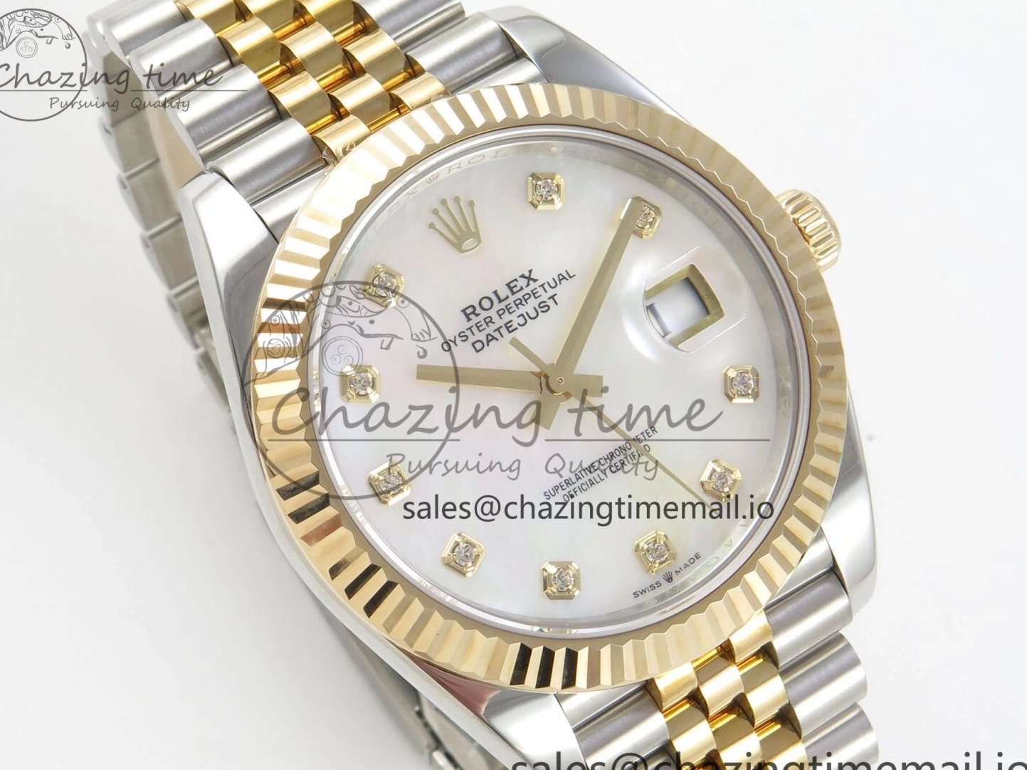 on Edition MOP DateJust White SS 41mm SS Bracelet Jubilee YG Dial Best 126333 3EF YG Diamond SA3235 1:1 0416